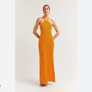 Dissh Ola Marigold Halter Neck Sleeveless Stretch Knit Dress